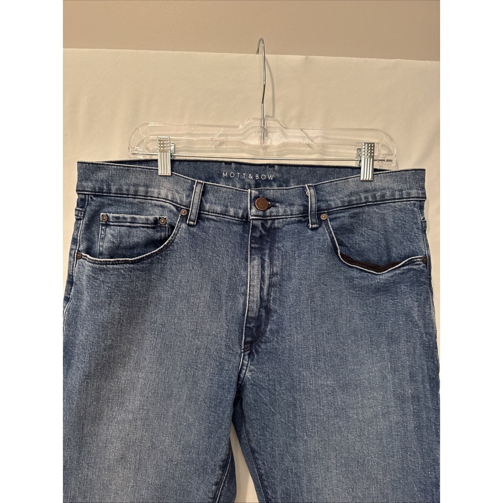 Mott & Bow Jeans Mens 36 Slim Blue Stretch Straight Denim 5 Pocket Casual 36x32